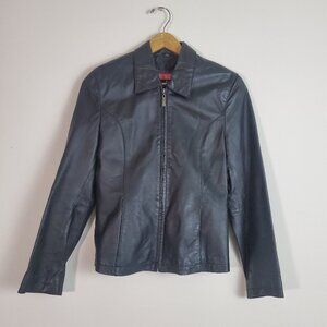 USA Women's Leather Jacket Small Vintage 90s Grunge Edgy Biker